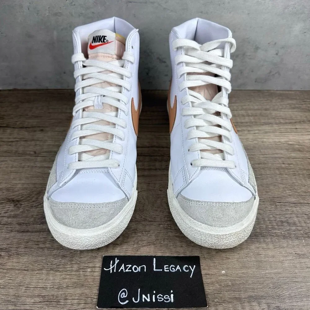 Nike~Men’s~Blazer Mid '77 Vintage Shoes “White/Amber Brown”‎ ~Size 10.5